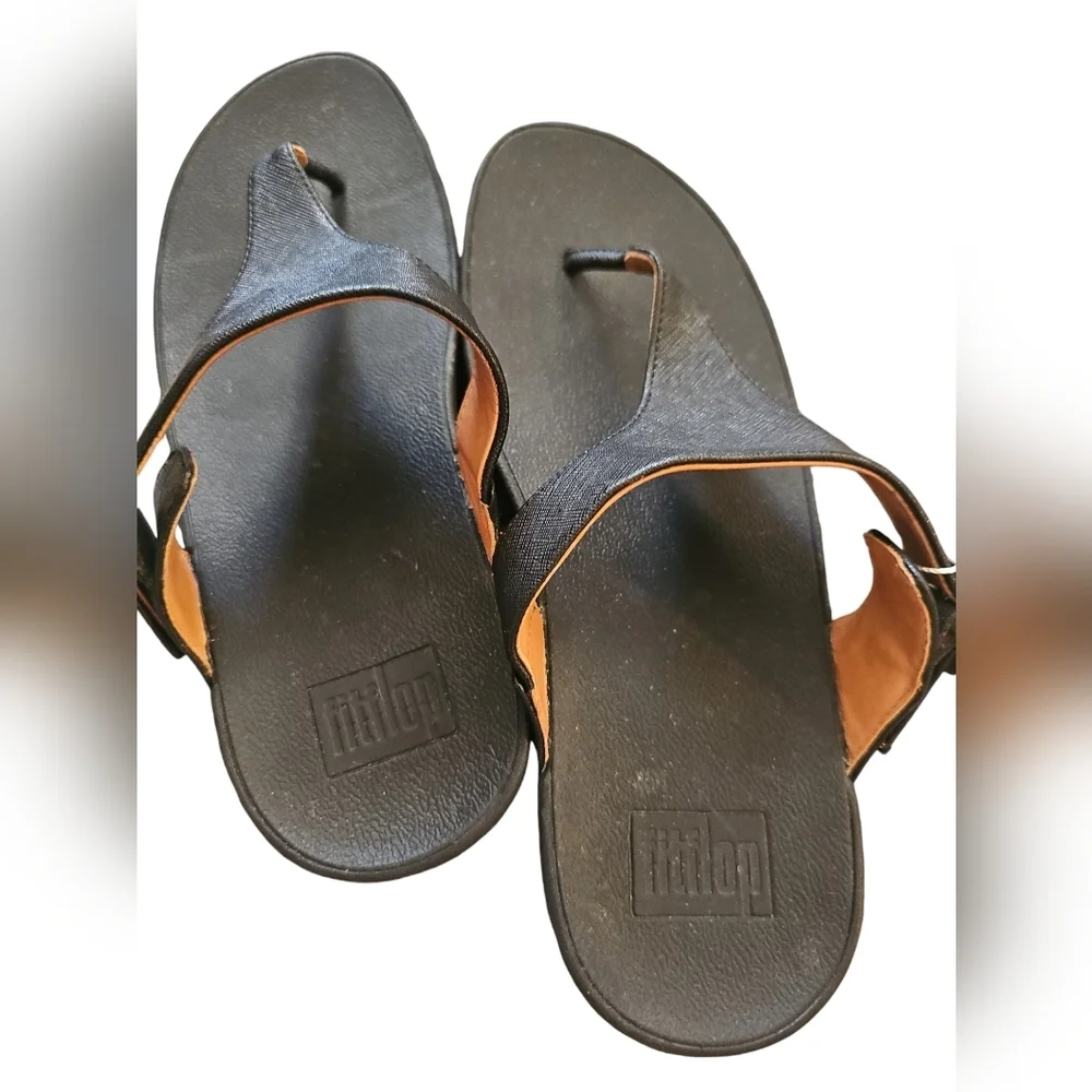Fitflop The Skinny Deluxe Black thong sandals sz 8 new SH420 - Picture 3 of 5